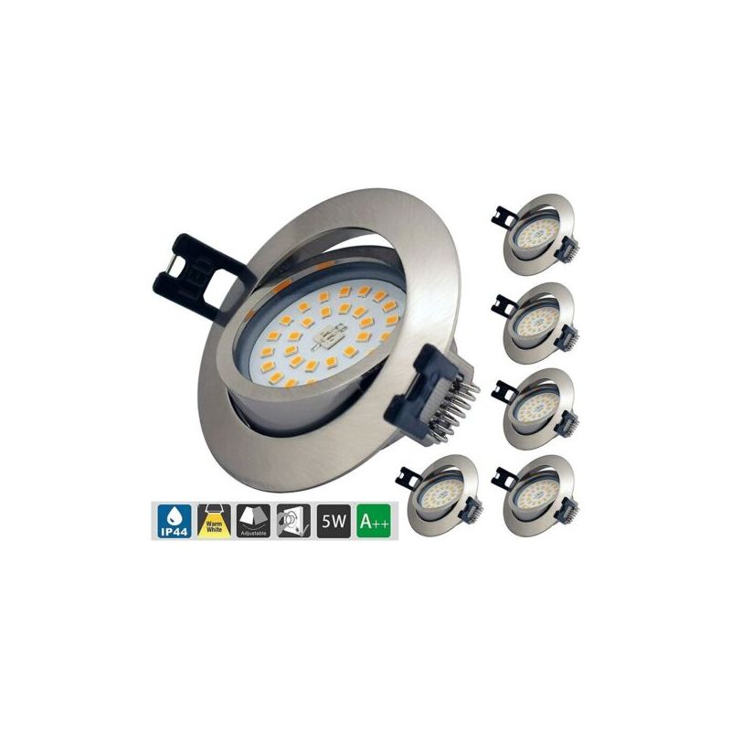 Taishengda Extraflacher, Dimmbarer Led-einbaustrahler Ip44, 6,5 W, 230 V Ac, Warmweiß (3000 K), 400 Lm, Für Badezimmer, Wohnzimmer, Küche, Flur, Galerie Und Geschäft