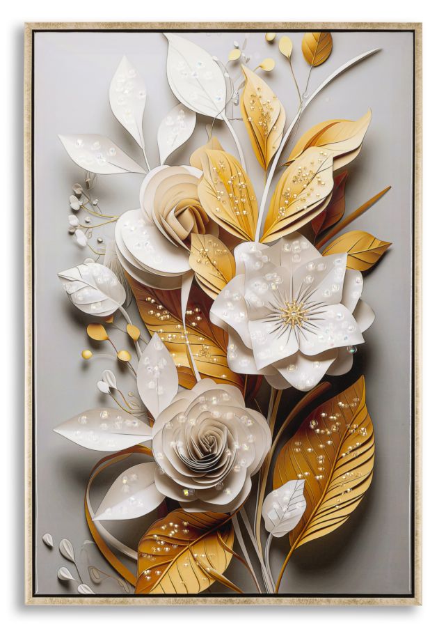 Gemälde Auf Lackierter Leinwand, Flora, Mit Rahmen, 42 X 3,5 X 62 Cm