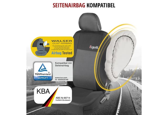 Autositzbezug ZIPP-IT Premium Esprit, PKW-Schonbezüge für 2 Vordersitze Normalsitz mit Reißverschluss-System schwarz