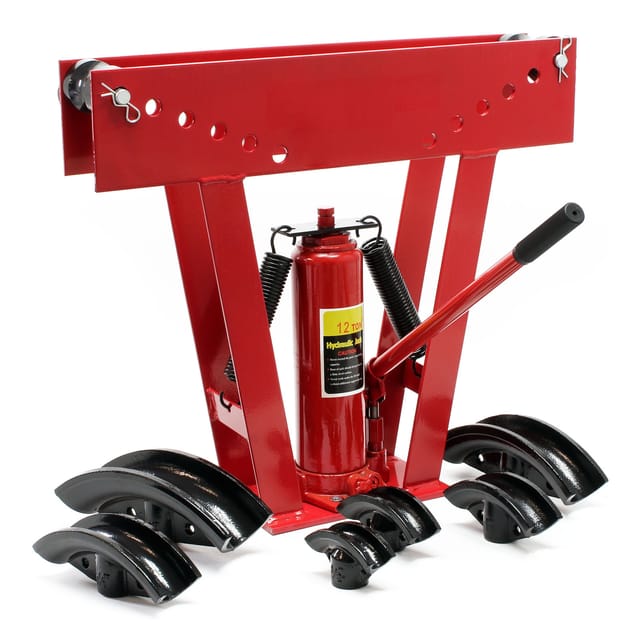 Rohrbiegemaschine hydraulisch 12 t, Biegewinkel bis 90°, Rohrbiegegerät Rohrbieger mit 6 Presstücken 21,3-60,3 mm, Biegemaschine Rohre - Wiltec