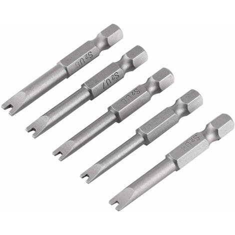 Tigrezy - 5 Stück S2-Schraubendreher-Bits aus legiertem Stahl, Länge 50 mm, 1/4 Zoll Sechskantschaft, magnetischer U-förmiger