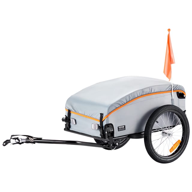 Vevor Fahrradanhänger 45 Kg, Lastenanhänger 1350 X 630 X 525 Mm, Transportanhänger, Faltbarer Fahrrad Lastenanhänger Kompakter Stauraum Mit Universalkupplung, Zum Einkaufen, Campen & Picknicken