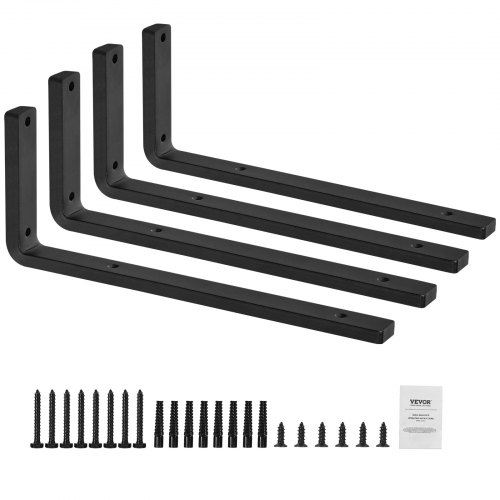 Mophorn - Vevor Regalhalterung, 410 X 155 X 35 Mm, 4 Stück, Robuste Schwebende Regalträger, Halterungen Für Regale, 10 Mm Dicke Mattschwarze L-regalhalterung, Regalhalter Aus Stahl Mit 72,6 Kg Tragkraft