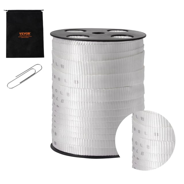 Polyester-zugband, 80,8 M X 1,9 Cm, 1134 Kgf Zugkapazität, Bedrucktes Gurtband Zum Kabelziehen Für Verpackung, Gartenarbeit, Gewerbliche Elektrik, Leitungsarbeiten, Weiß - Vevor
