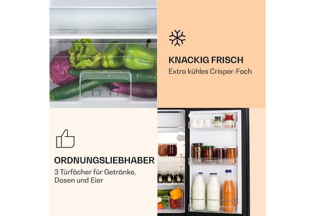 Klarstein - Luminance Frost Kühl-Gefrier-Kombination - freistehender Kühlschrank, Glasfront, ca. 45 x 84 x 48,5 cm (BxHxT), 91 Liter Gesamtvolumen,