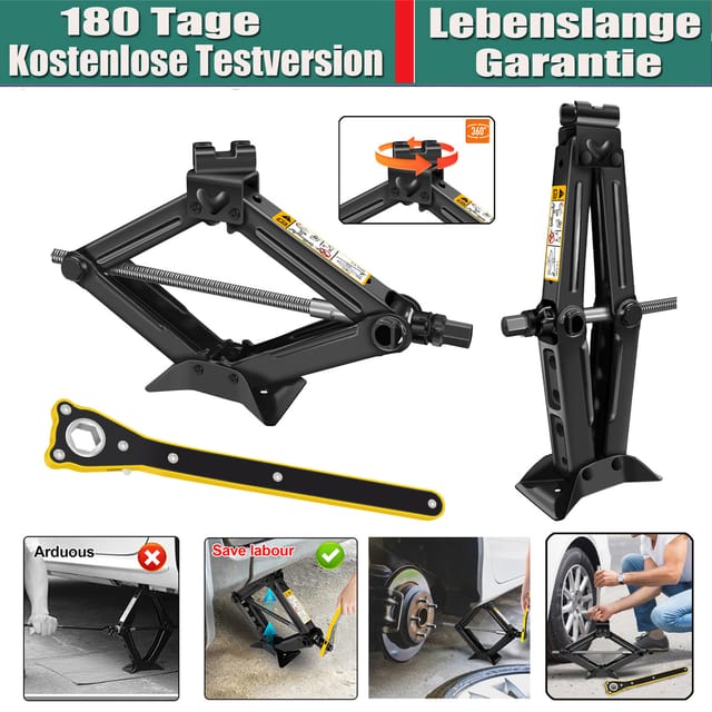 Dayplus - 2 Tonne Wagenheber 2000kg Scherenwagenheber mit Radmutterschlüssel Für pkw/suv