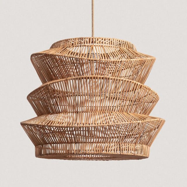 Ledkia - Hängeleuchte Rattan Asha Ø500 mm iluzzia Natürlich - Textil