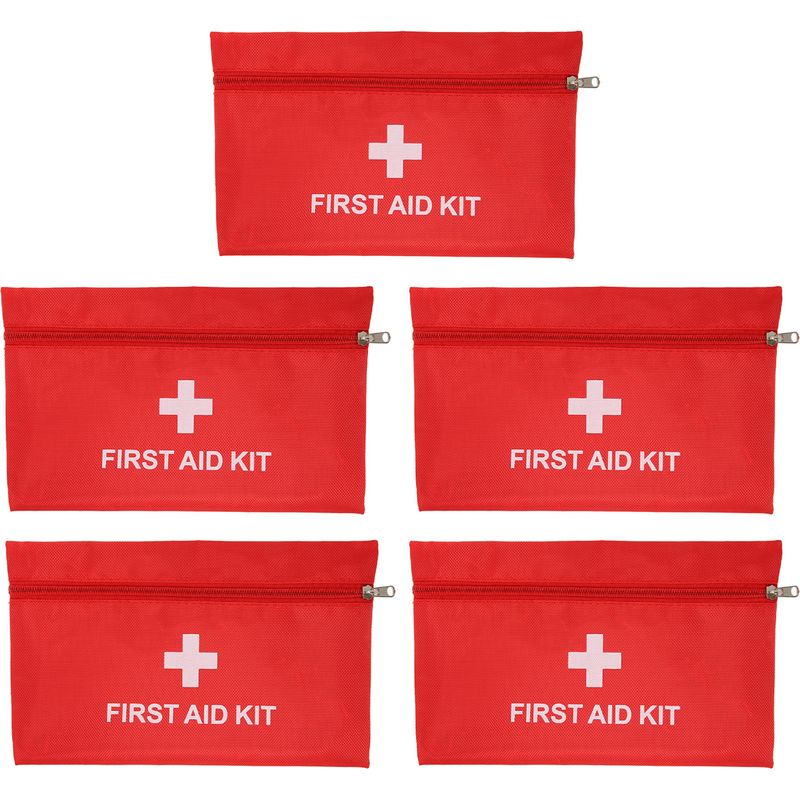 Set Mit 5 Tragbaren Medikamententaschen, Wasserdichte Notfalltaschen Aus Rotem Nylon Für Zuhause, Outdoor Und Reisen