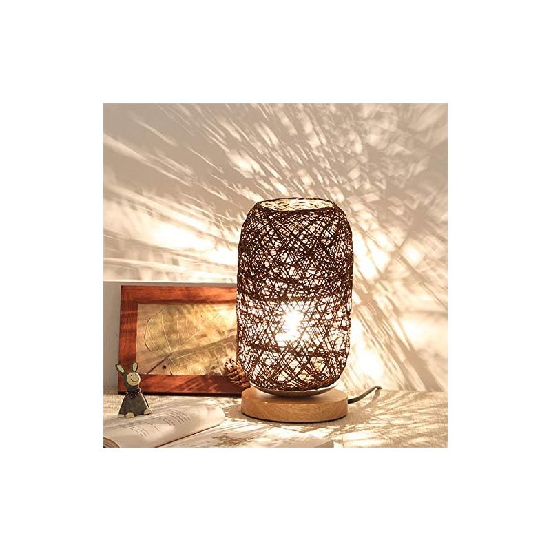 Moderne Nachttischlampe Aus Bambus Und Rattan – Kreative Tischlampe Mit Holzsockel – Personalisierte Dekoration