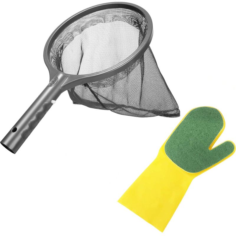 Pool- Und Spa-reinigungsset (2-teilig) Bestehend Aus Einem Skimmernetz, Einem Schwammhandschuh Und Einem Netz.