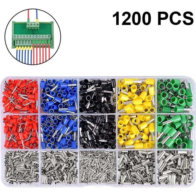 Packung Mit 1200 Crimp-kabelschuhen Für Elektrische Kabel Und Drähte, Steckverbinder, Kaltgepresste, Vorisolierte Schläuche, Klemmenkasten