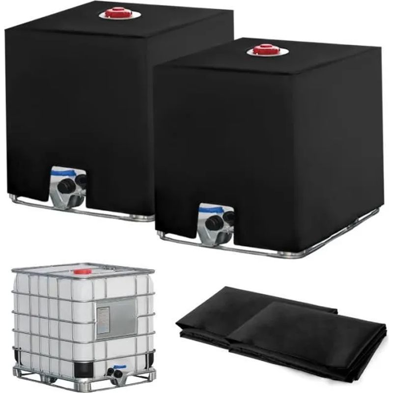Set Aus 2 Regenwassersammeltanks Für 1000-liter-ibc-container, Uv- Und Staubbeständig, 1000 Liter, 116 X 100 X 120 Cm