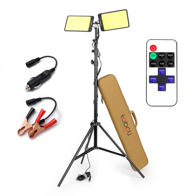 Wiltec - Campinglampe V3 led Strahler 55W 11000 Lumen mit Teleskopstange und Stativ höhenverstellbar Anschluss an 12V-Stromquelle für Camping,