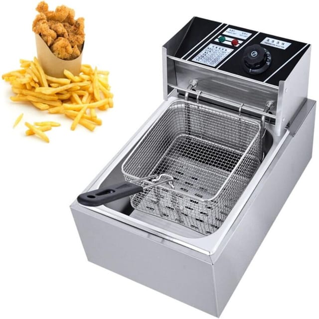 6 L, 2500 W Elektrische Fritteuse Edelstahl Professionelle Küche Kaltzone Fritteuse Untergetauchtes Heizelement, Temperaturregelung, Zerlegbar, Einfache Überwachung, Leicht Zu Reinigen