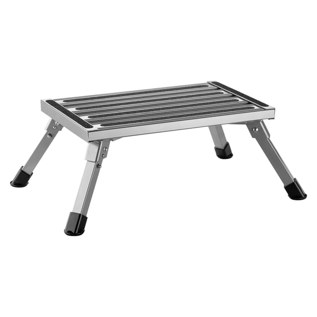 Tritthocker klappbar Trittleiter mit 1 Stufe aus Aluminium Camping Klapptritt bis 220 kg mit rutschfester Oberfläche Hocker faltbar Leiter - Wiltec