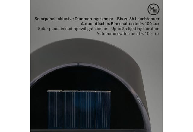 Briloner - led solar wall light, anthracite, 4xLED