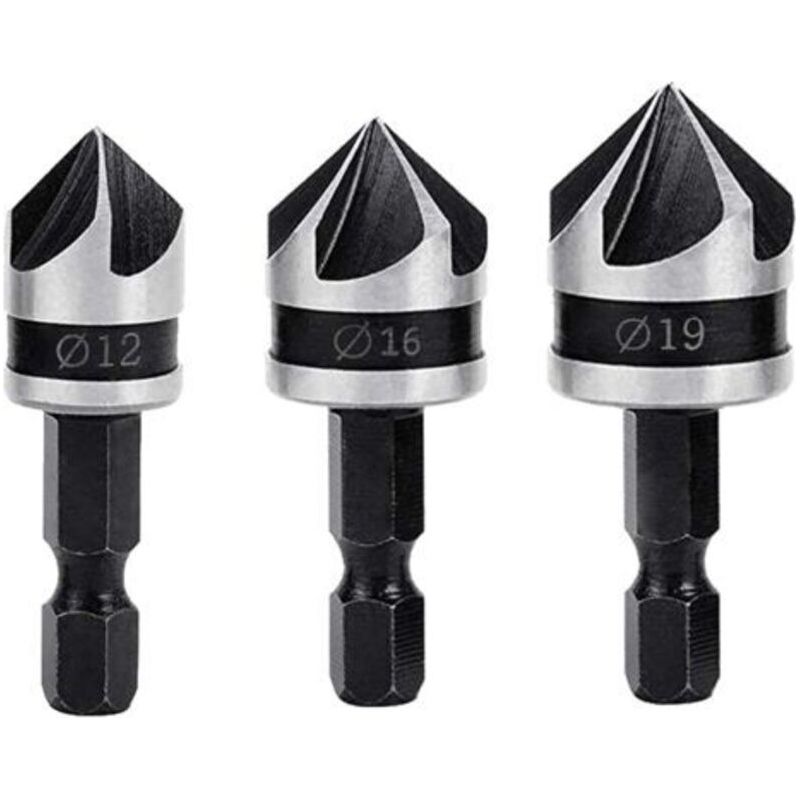 Stück 90°-fasenfräser, 5-schneidiger Kegelfräser, 12 Mm/16 Mm/19 Mm Holzfräser, 1/4