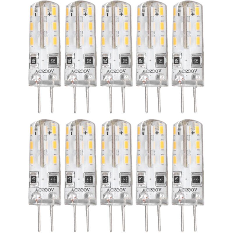 Jeffergarden 10er-pack G4 Led-lampen, Zweistiftsockel, Silikonsockel, Warmweiß 3000 K, 1,5 W, 220 V Wechselstrom, 110 Lm, Gartenbeleuchtung, Ersatz