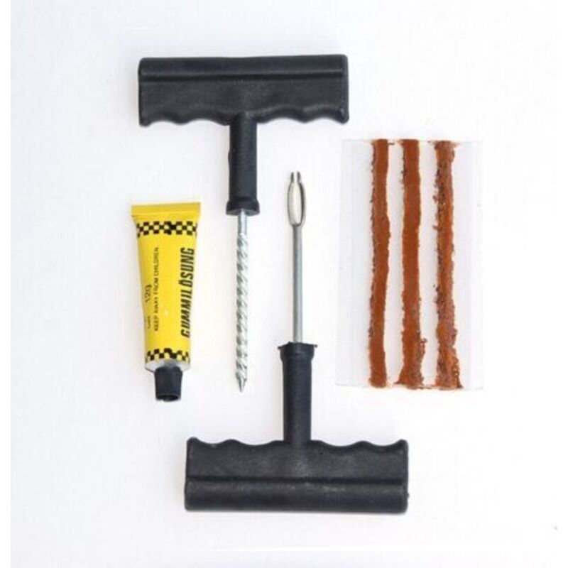 Tubeless-reifenreparaturset – 3 X 100-mm-stopfen + 10 Ml Kleber + Cutter Und Lochzange Mit T-griff – Pannenset Für Motorrad, Auto, Quad Und Fahrrad
