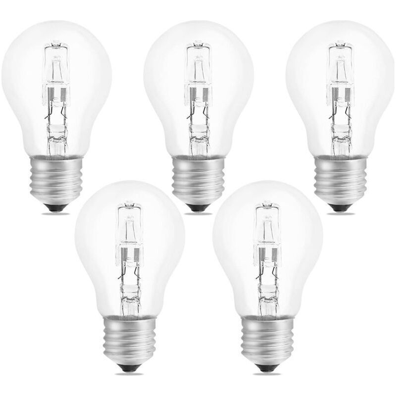 E27 A55 42w Dimmbare Glühbirnen, Ac220-240v, 650lm Warmweiß (2700k), Klare E27-halogen-kugellampen Für Deckenleuchten, Arbeitsleuchten, Wandleuchten Und Stehlampen, 5er-pack