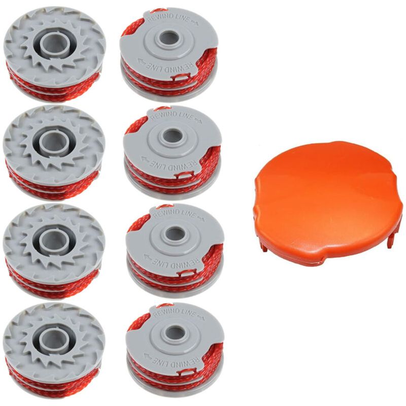 Rasentrimmer-spulengarn, 8-teiliges Premium-doppelspulengarn Mit Automatischer Fadenzuführung, Ersatzteil Für Flymo Fly021 Rasentrimmer (8 Spulen + 1 Kappe)