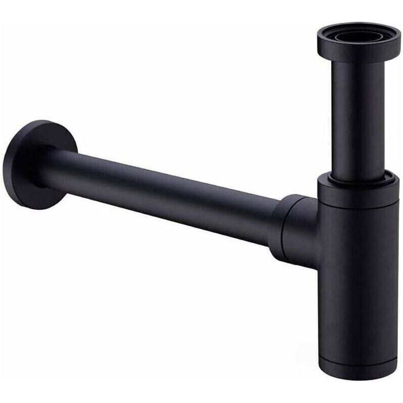 Abflussgarnitur Aus Messing, Universal-siphon Mit 200-mm-verlängerungsrohr, 1 1/4 X 32 Mm, Verstellbar, Geruchsdicht, Auslaufsicher, Mattschwarz