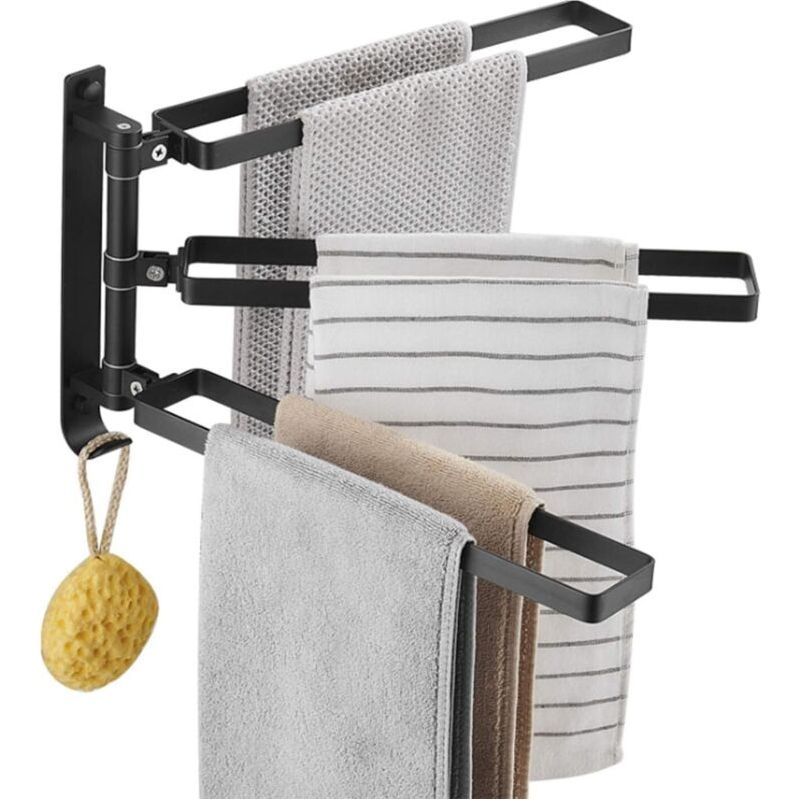 Ensoleille – Dreibeiniger, Schwenkbarer Handtuchhalter Zur Wandmontage Aus Aluminium In Luftfahrtqualität – Bohrfreie Montage – Für Bad Und Küche – Modernes Design