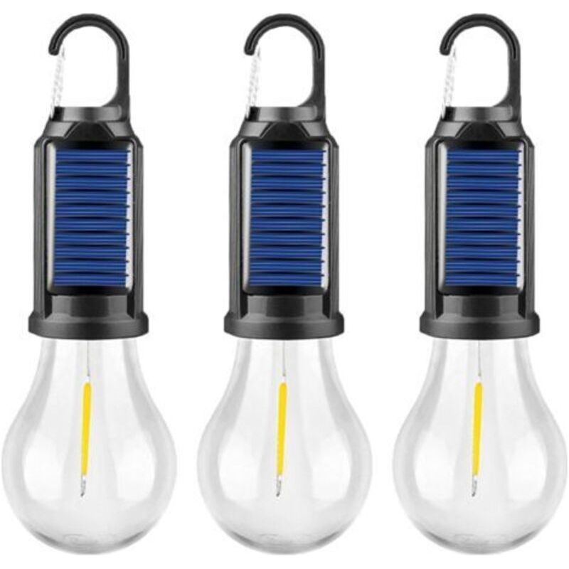 Set Mit 3 Tragbaren Led-solarzeltleuchten, Notleuchten Zum Aufhängen Für Camping, Wandern, Angeln Und Stromausfälle.