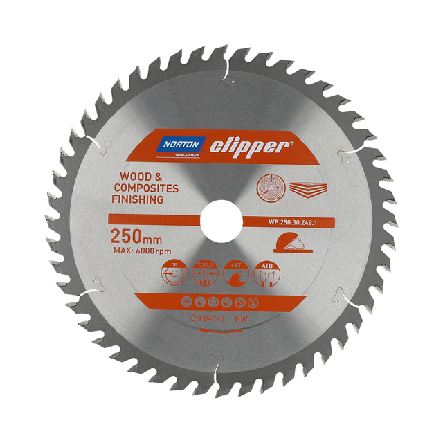 Lame carbure Finition 250x3.2/2.2x30 Z48 NORTON CLIPPER - - 70184608109