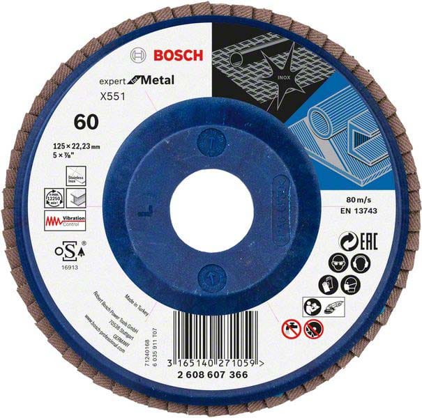 Bosch - Accessories 2608607366 X551 Fächerschleifscheibe Durchmesser 125 mm Bohrungs-Ø 22.33 mm Stahl