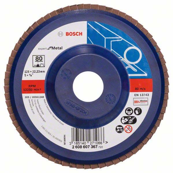 Bosch - Accessories 2608607367 X551 Fächerschleifscheibe Durchmesser 125 mm Bohrungs-Ø 22.33 mm Stahl