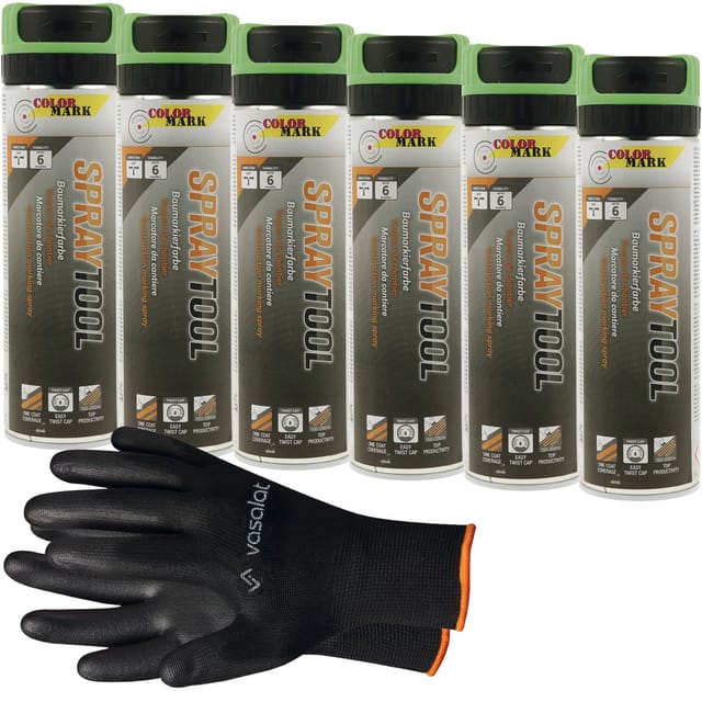 Vasalat - Markierungsspray Set - Markierspray Neon grün für schnelle und saubere Markierungen, 6 Stück
