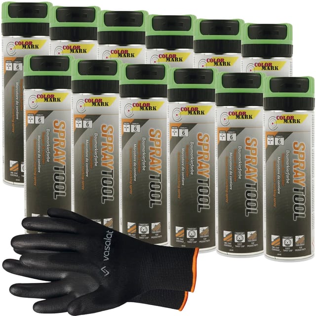 Vasalat - Markierungsspray Set - Markierspray Neon grün für schnelle und saubere Markierungen, 12 Stück