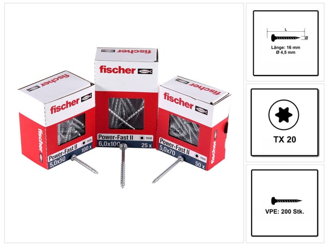 fischer Power-Fast II 4,5x16 PH blvz VG TX 200 200 Stk
