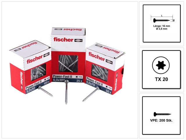 Power-Fast ii 3,5x16 ph blvz vg tx 200 200 Stk - Fischer