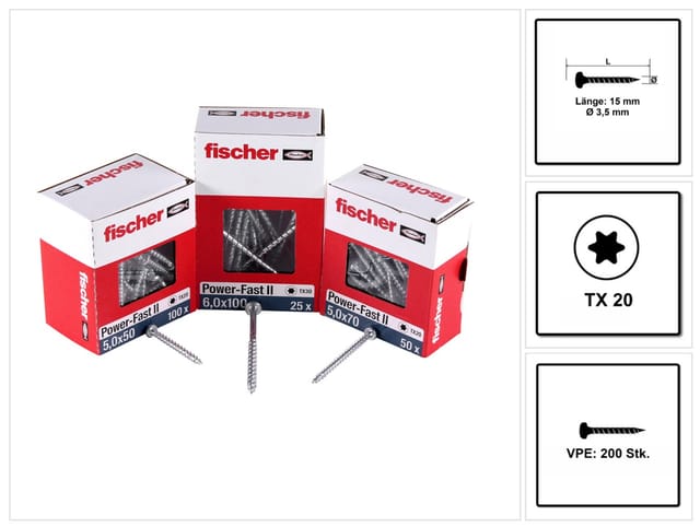 fischer Power-Fast II 3,5x15 PH blvz VG TX 200 200 Stk