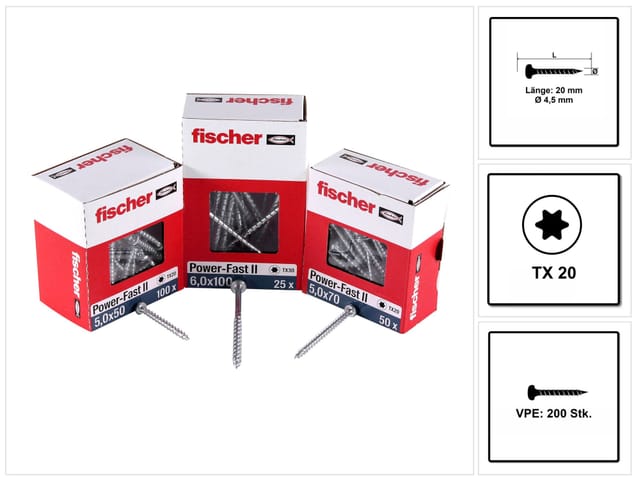 Power-Fast ii 4,5x20 ph blvz vg tx 200 200 Stk - Fischer