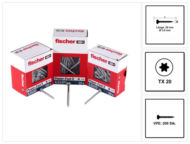 Power-Fast ii 3,5x25 ph blvz vg tx 200 200 Stk - Fischer