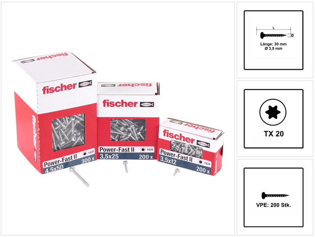 Power-Fast ii 3,5x30 ph blvz vg tx 200 200 Stk - Fischer