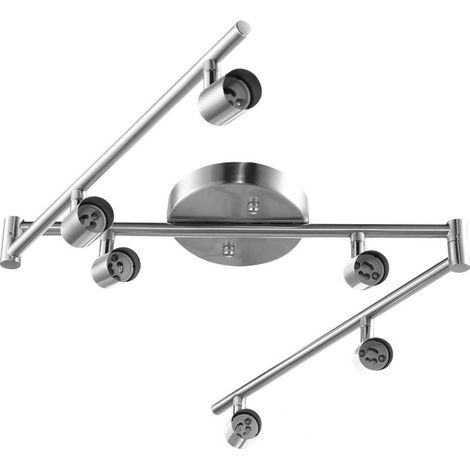 Led-deckenstrahler Mit 6 Flammen Für Das Wohnzimmer - Moderne Gu10-deckenleuchte, 330° Verstellbarer Strahler, Edelstahl, Für Das Schlafzimmer (ohne Leuchtmittel).