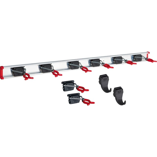 Alu-Gerätehalter-Set, inkl. 8 Halter, 2 Haken und mit Schiene 1000 mm - Bruns