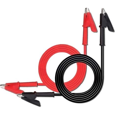 Packung Mit 2 Krokodilklemmen, Doppelseitige Messleitungen Mit Flexiblen Kupferkabeln Und Isolierten Klemmen Für Elektrische Prüfungen, Länge 1 M (3,3 Ft).