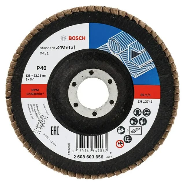 Bosch - Fächerschleifscheibe X431 Standard for Metal gewinkelt 125 mm 22,23 mm 40 - 2608603656