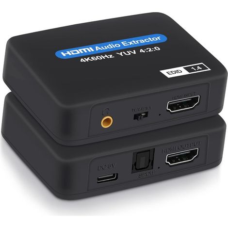 Hdmi 2k/4k Audio-extraktor – Toslink (spdif)-unterstützung – Optischer Audioausgang + 3,5-mm-audio – Usb-kabel Im Lieferumfang Enthalten – Schwarz
