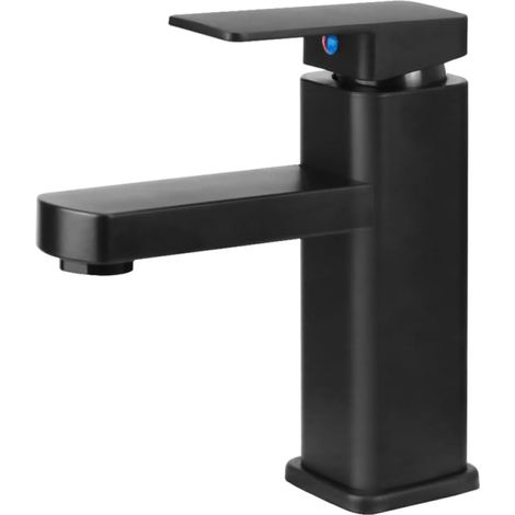 Schwarzer Waschtisch-mischbatterie Aus Aluminiumlegierung, Warm- Und Kaltwasser, Geeignet Für Toiletten Und Badezimmer.