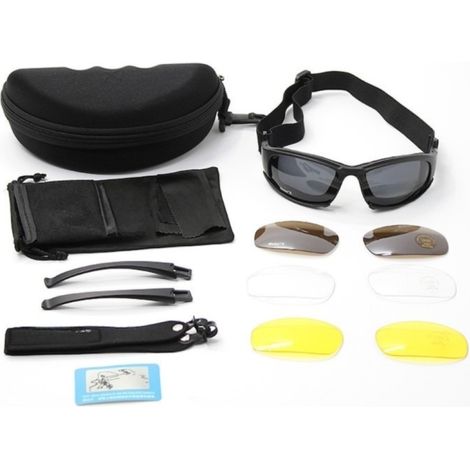 American Daisy X7 Polarisierte Taktische Sonnenbrille Für Schießsport, Nachtsichtgeräte Und Motorradfahren, Kompatibel Mit Militärischer Ausrüstung. Polarisierte Version Ohne Standardgläser.