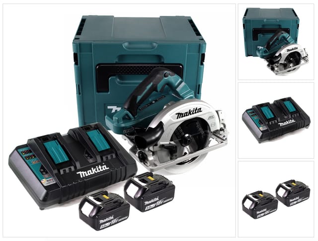Makita - dhs 782 PT2J Akku Handkreissäge 36V (2x18V) 190 mm Brushless im Makpac + 2x 5,0 Ah Akku + Doppelladegerät