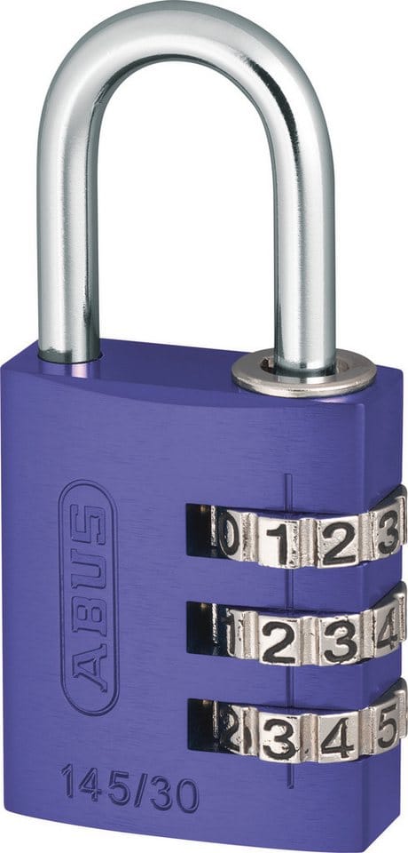 Zahlen-Vorhangschloß-AluminiumBreite 30mm,145/30 m.EAN,Farbe lila