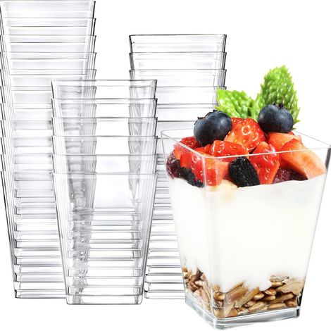 Dessertbecher, 50er-set Dessertbecher Mit Löffeln, 160 Ml Wiederverwendbare Kunststoffbecher, Transparente Vorspeisenbecher