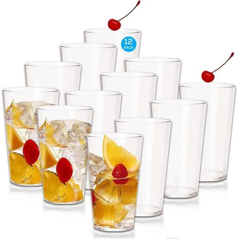 Casewin 325-ml-kunststoffbecher (12er-pack), Trinkgläser Aus Kunststoff, Becher In Restaurantqualität, Becher In Gewerbequalität, Stapelbar, Bpa-frei, Bruchfest, Spülmaschinenfest